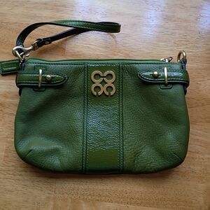 Coach Fabulous Olive Green Leather Handbag Small Logo Gold